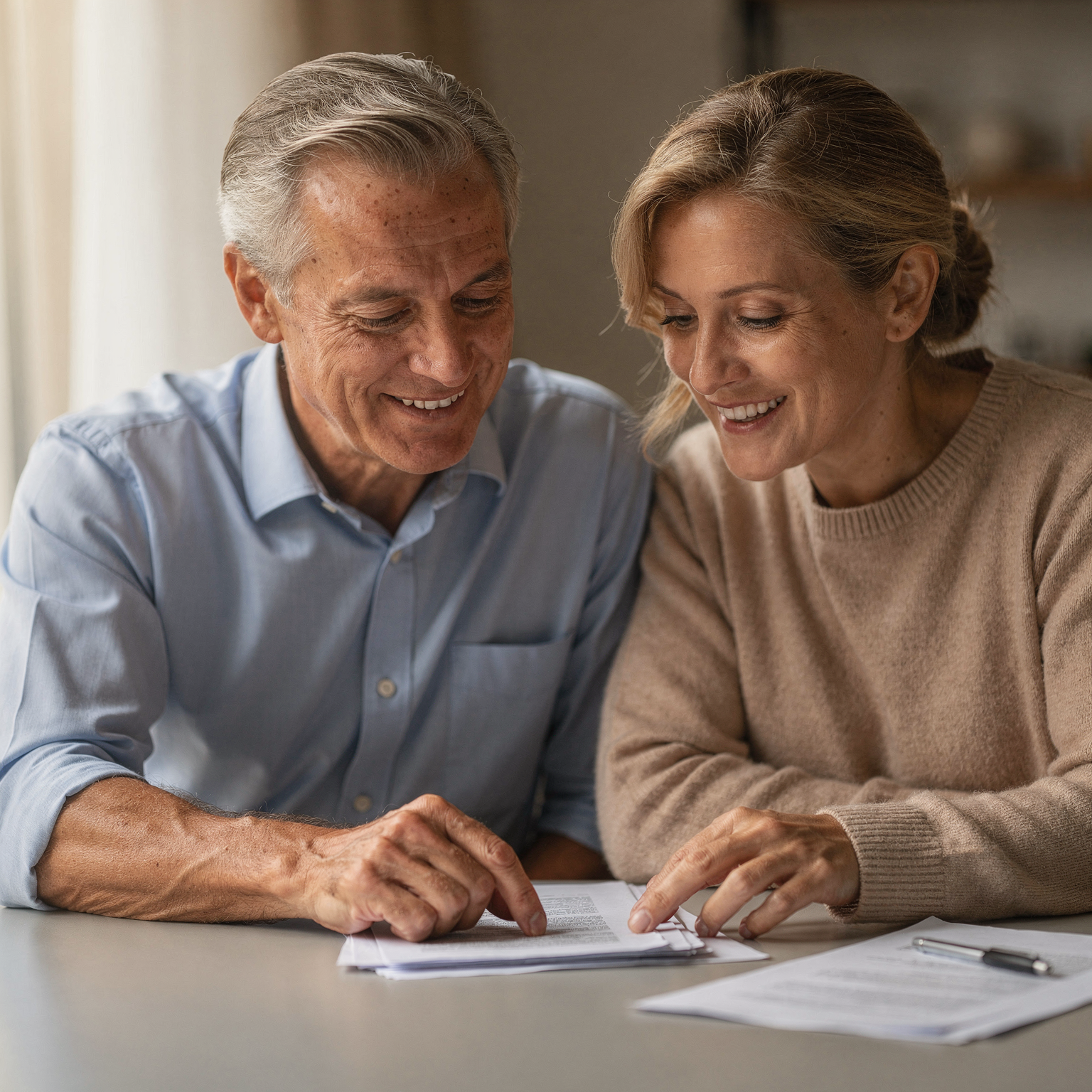 Couple reviewing retirement plans together